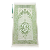 Luxe groene gebedskleed met islamitische patronen in cadeauset met Koran en parfum